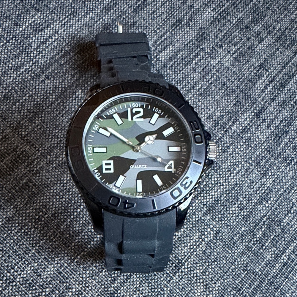 Black Silicone Band Men's Watch